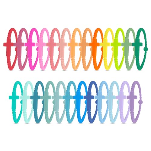 Ryan & Rose Jesus Bracelets - Cross Silicone Bracelet (Kaleidoscope (25 Pack) Small)