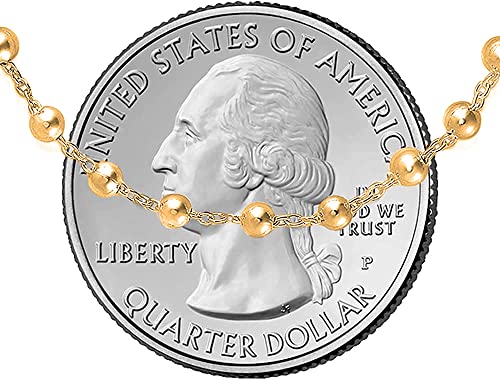 Savlano 925 Sterling Silver Italian Rosary Solid Bead Chain Cross Pendant - 18K Gold Plated 7 Inches Bracelet Comes With Gift Box for Women - Made in Italy3