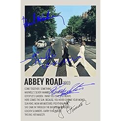 Poster dédicacé de la couverture de l’album Beatles Abbey Road – Affiche imprimée avec autographe, cadeau pour fan (sans… - Les Beatles, Paul McCartney, John Lennon, RIngo Starr, George Harrison Poster dédicacé de la couverture de l'album Beatles Abbey Road – Affiche imprimée avec autographe, cadeau pour fan (sans… – Image 2