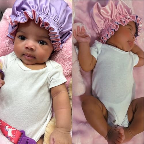 Image of AKISS Baby Infant Newborn Toddler Satin Silk Hair Bonnet for Baby Girl Boy Sleeping Kids Cap Hat