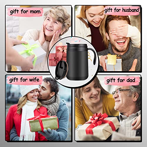 Hg Hgrope Black Coffee Mug, Insulated Coffee Mug With Handle, Stainless Steel Coffee Mug With Lip, Reusable Insulated Mug, Coffee Tumbler Thermos, Tea Cups, 16.9Oz #TOP1