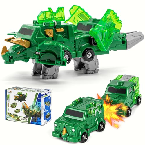 Image of Collision Transforming Dinosaur Car Toys, 2 in 1 Magnetic Car Transform into Dinosaur Toys, Dino Robot Toy, Deformation Car Birthday Easter Party Gifts for Kids Boys Girls, Green