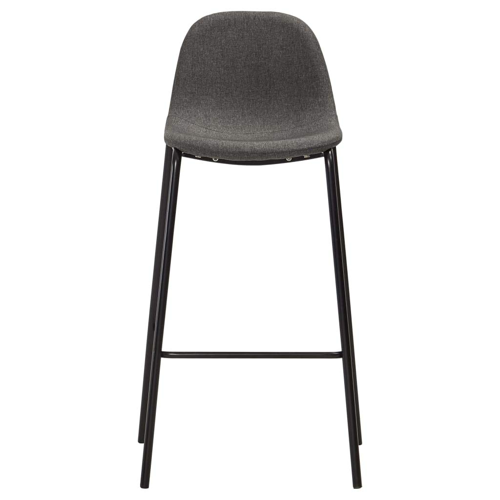 Lot de 6 tabourets de bar avec revêtement en tissu gris foncé avec repose-pieds et dossier, cadre en métal revêtu par pulvérisation, 51 x 49 x 99 cm, tabouret de cuisine et tabouret de
