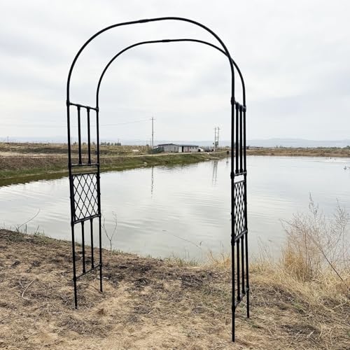 Duży metalowy łuk ogrodowy, 250 cm wysokości, ocynkowana stal, altanka, krata, do roślin pnących, na zewnątrz, pergola ślubna, dekoracja, łuk pokryty PE na ceremonie