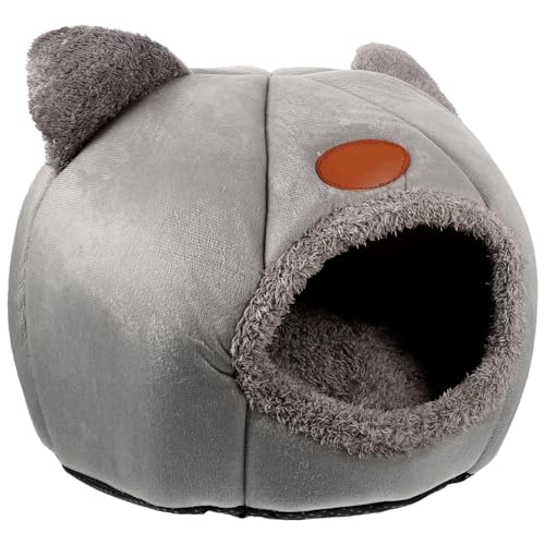 PRETYZOOM Semi-Enclosed Warm Cat Nest with Plush Lining, Medium Supple Cat Bed for Deep Sleep, Cozy Indoor Pet Bed for Autumn and Winter