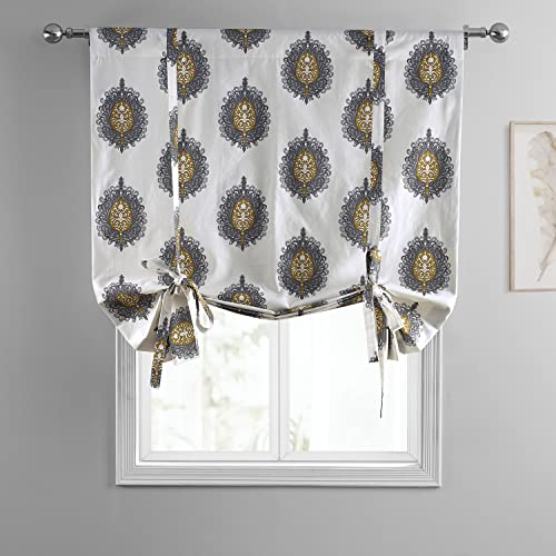 Image of HPD Half Price Drapes Room Darkening Tie Up Curtains 46 X 63 Inch Mayan Printed Cotton Window Roll Up Balloon Curtain for Living Room, Kitchen PRTW-TUD02A-63 (1 Panel), Mayan Gold