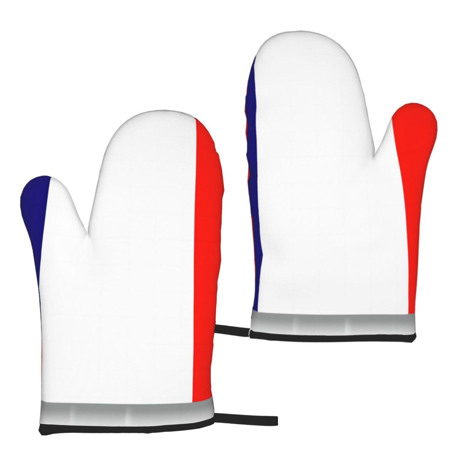 Nimongt Women's Black French Flag Print Adults Universal Fit Heat Resistant Oven Gloves Reusable Cooking Outdoor Grilling