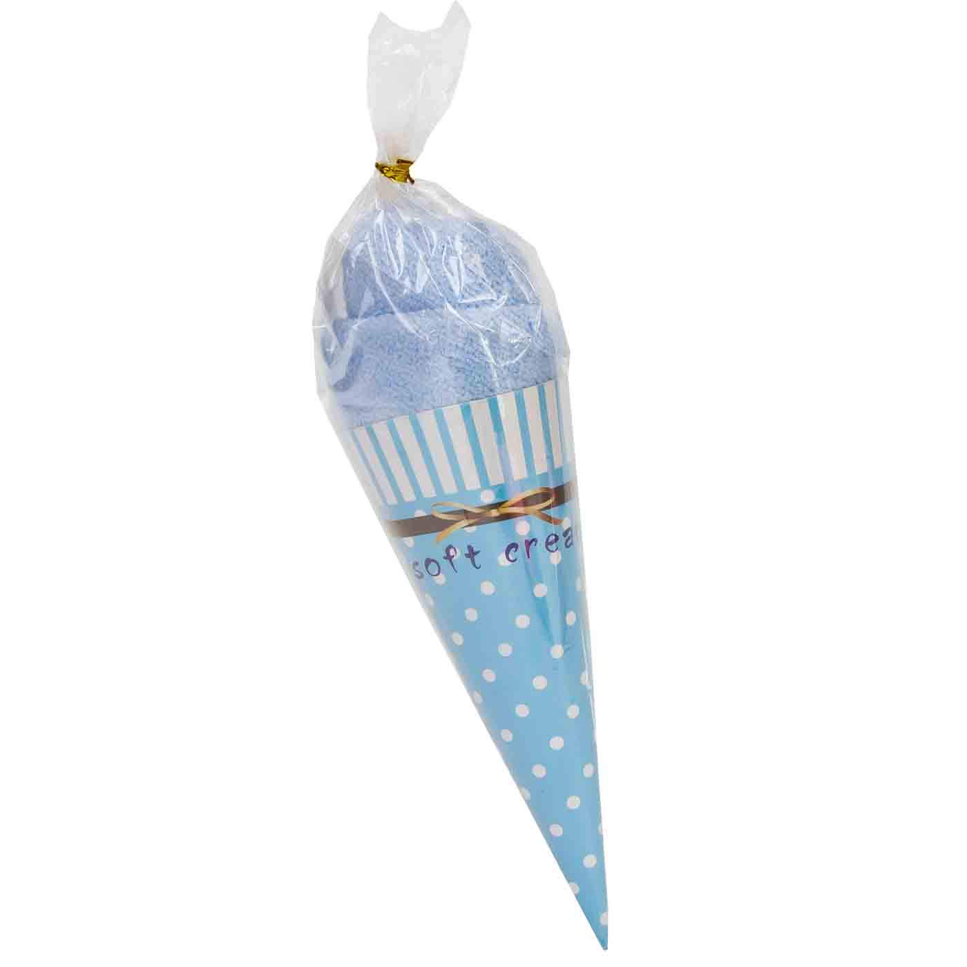 Lote de 15 Originales Toallas con Forma de Cucurucho de Helado Azul Higiene y Belleza. Recuerdos y Complementos. Regalos Originales.Detalles de Bodas, Comuniones, Bautizos, Cumpleaños. CC.