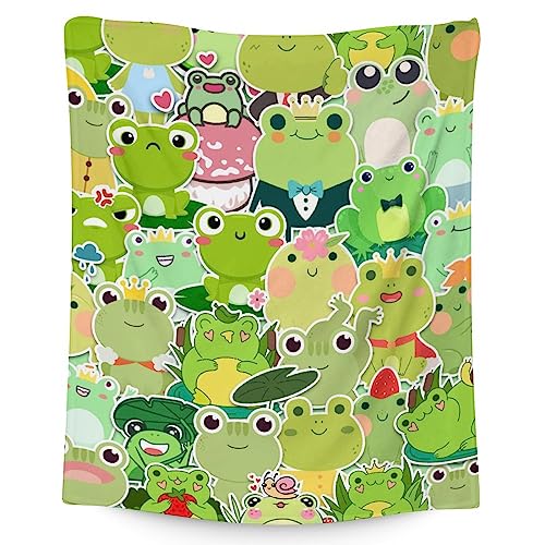 Frog Blanket Gifts - 40x50 Inches Cute Throw for Girls & Boys - Colorful Soft Fuzzy Blankets for Bed, Couch & Living Room