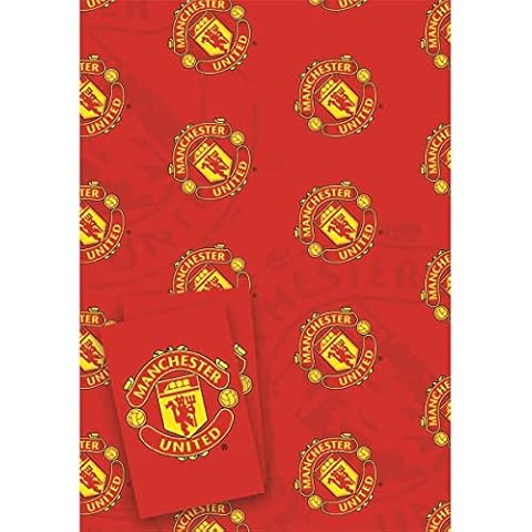 Official Manchester United FC Gift Wrapping Paper - 2 Sheets & 2 Tags Cover