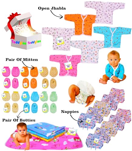 Image of Toddylon Flat Bed 32 in 1 New Born Baby Complete Daily Items Combo (0-6 Months)