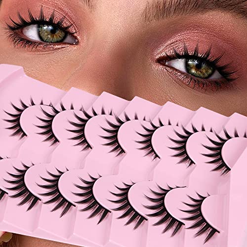ALICE Manga Lashes Little Devil Japanese Anime Eyelashes 8D Asian Cosplay Lashes Wispy Spiky Faux Mink Lashes Full Strip Doll Eye Lash 7 Pair Pack