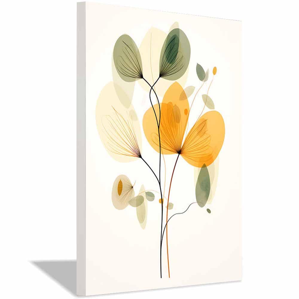 QUSAAOU Bilder Auf Leinwand Schlicht Orange Grün Botanische Linie Wohnzimmer Auf Leinwand Leinwandbild Schlafzimmer KüChe Deko Wand Kunstdruck Art Wanddeko(Orange)-70x100cm Ungerahmt