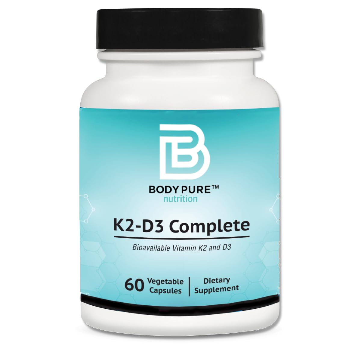 K2-D3 Complete - 5000iu of Vegan D3 & 45mcg of Vitamin K2 as MK7 (MenaQ7® PRO)| One a Day Formula, Non-GMO Verified, Vegan Certified, Gluten & Soy Free - 60 Capsules