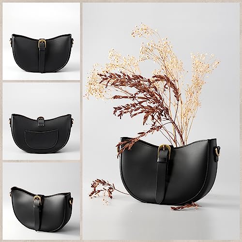 SUNLIGHT LEAVES Vintage Vegan Leather Shoulder Crescent Bag Women Retro Lunar Purse Hobo Satchel Under Arm Purse Lady Handbag3