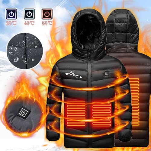 Heated Jacket for Boys Girls, Hooded Jackets Kids Waterproof USB Heated Coat, 3 Adjustable Temperature Body Warmer2