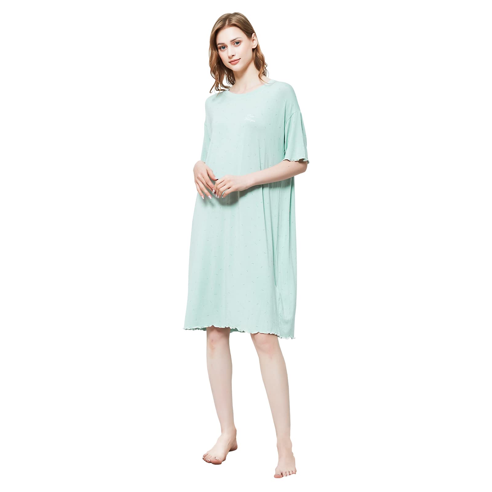 Rose Halcyon Cotton Negligee Modal Pajamas, Women's, Short Sleeve, Sleepwear, Camisole, Dress, Gown, Room Wear, Loungewear, Dress, Modal, Cool Neck, Gentle on Sensitive Skin, Cute, Summer, Spring, dandelion X-Large