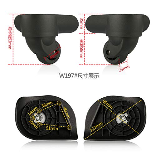 Trunk Wheels,Luggage Wheels Replacement, 360 Degree Swivel Luggage Mute Wheel Suitcase Replacement Repair Wheels Parts Spinner (W197#)2