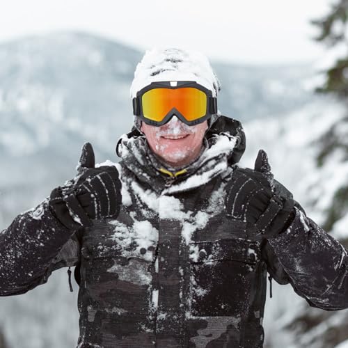 Lightweight Anti-Fog Ski Goggles with Adjustable Head Strap for Men Women (Orange) - image 2