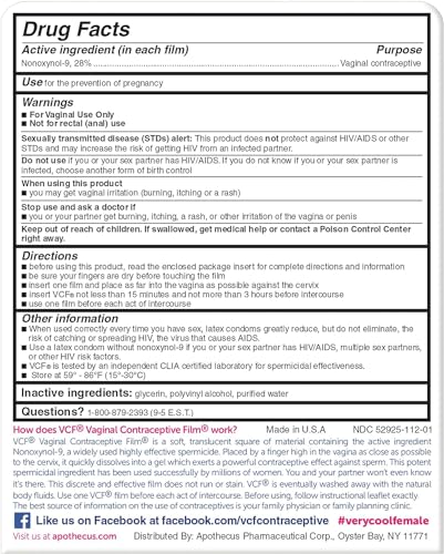 Vcf Vaginal Contraceptive Film With Spermicide thumb #2