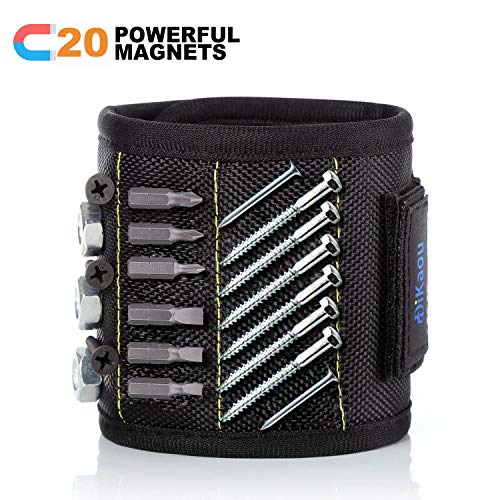 Magnetic Wristband with 20 Strong Magnets for Holding Screws Nails Drill Bits Gifts