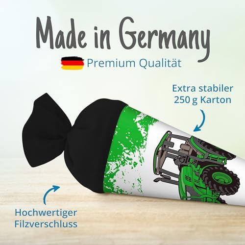 3. Bild von itenga Geschwister Schultüte Zuckertüte Traktor mit Filzverschluss Schule Einschulung Schulanfang 35cm