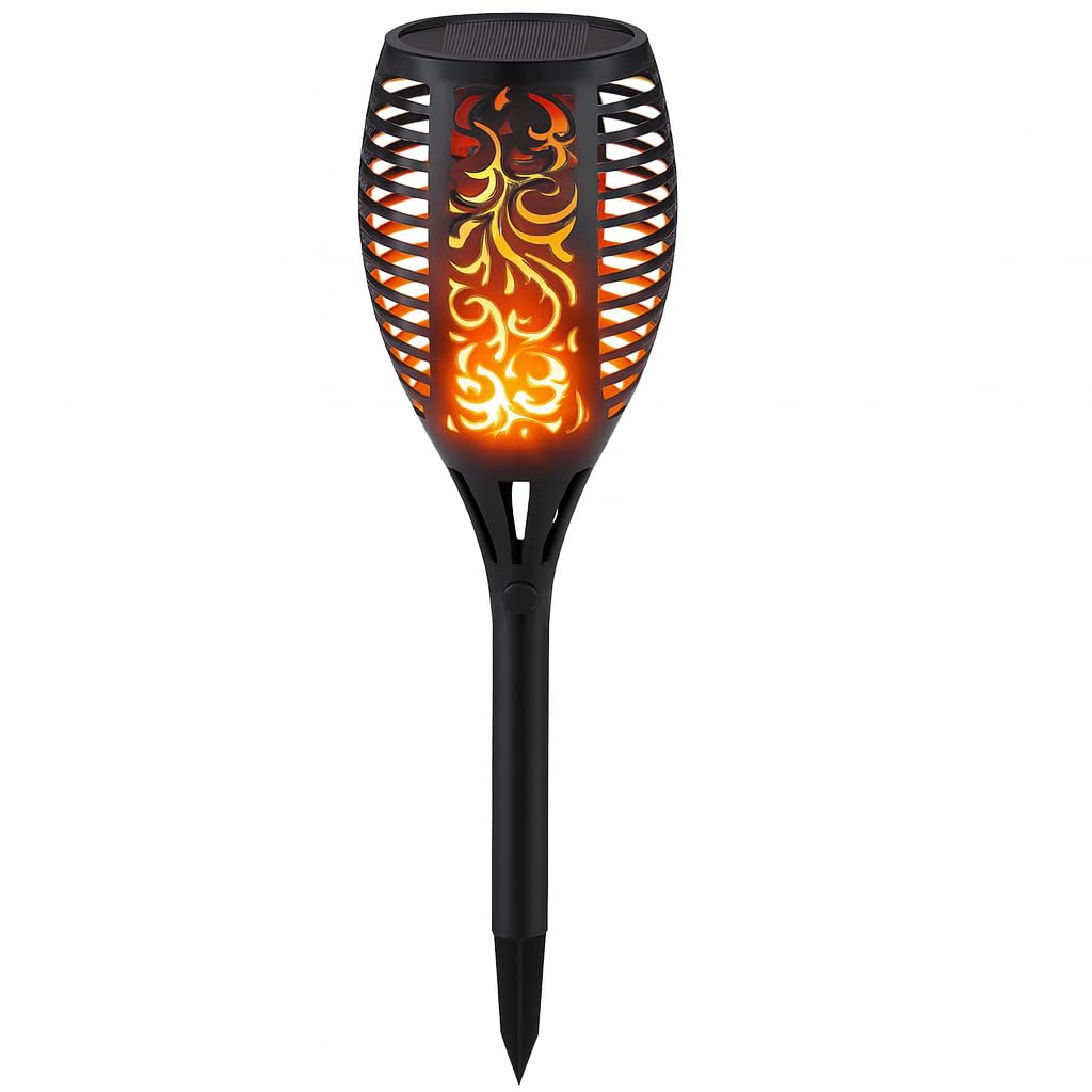 Fitto Solar Torch Lights – Waterproof Dancing Flames Torches, Outdoor Garden Lights for Yard, Patio, Pathway & Backyard, 1pc-Pack, Energy-Efficient LED Solar Lights for Lawn, Landscaping & Decor