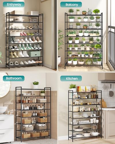 Image of SONGMICS Metal Shoe Rack, Free Standing Shoe Organizer for Entryway Closet Garage Small Spaces, Heavy-Duty Slim Steel Storage Shelf, 8-Tier, Fits 32-40 Pairs, Black ULMR048BP01