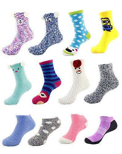 Image of BambooMN Women's Super Soft Warm Cozy Fuzzy Socks Assortments