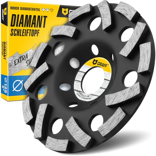 GRAFF Disque Diamant 125 - Meule Poncage Surfacage Béton, Pierre, Granit, Maçonnerie - Meules Boisseaux Diamanté Extra Speed