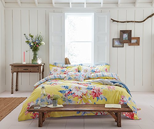 Joules WHITSTABLE Floral Duvet Cover, SUPERKING, Percale, Yellow, Super-King