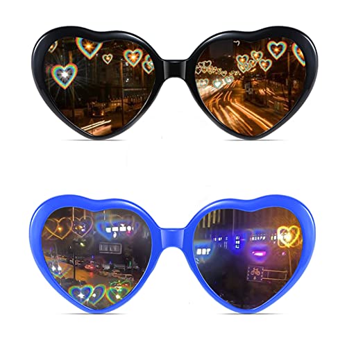 Lunettes Effet Coeur 2 Pièces Lunettes d'Effets Spéciaux 3D Lunettes De Soleil Coeur Lunettes De Soleil En Forme De Cœur 3d Pour La Musique De Carnaval En Plein Air Fête Bar Spectacle Pyrotechnique Cover
