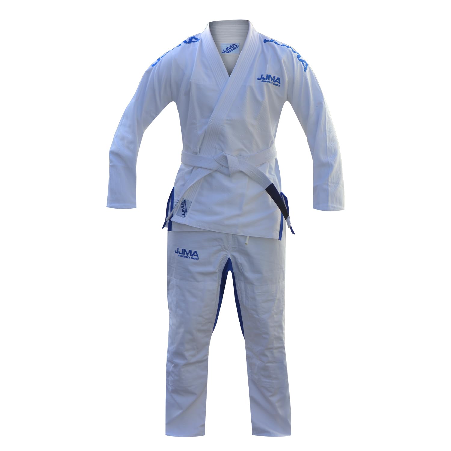 JJMA CHAMPION'S CHOICE JJMA Brazilian Jiu Jitsu Gi – Tejido de perlas ultraligero – Lavable a máquina – Gi BJJ blanco y negro con cinturón blanco