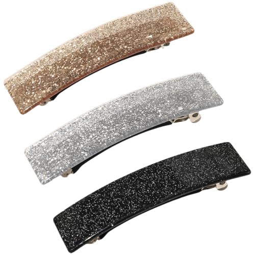 KOLZEMV 3 Grandi Fermagli per Capelli Eleganti da Donna, Fermagli per Capelli Bambina, Fermagli Automatici in 3 Colori per Capelli Spessi, Accessori per Capelli Donna, fermaglio capelli donna