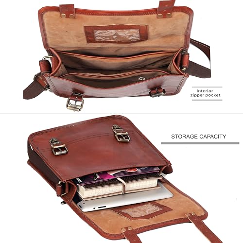 Image of cuero Genuine Leather iPad /Tablet Bag Messenger Bag Small Briefcase CrossBody Shoulder Bag for Men and Women