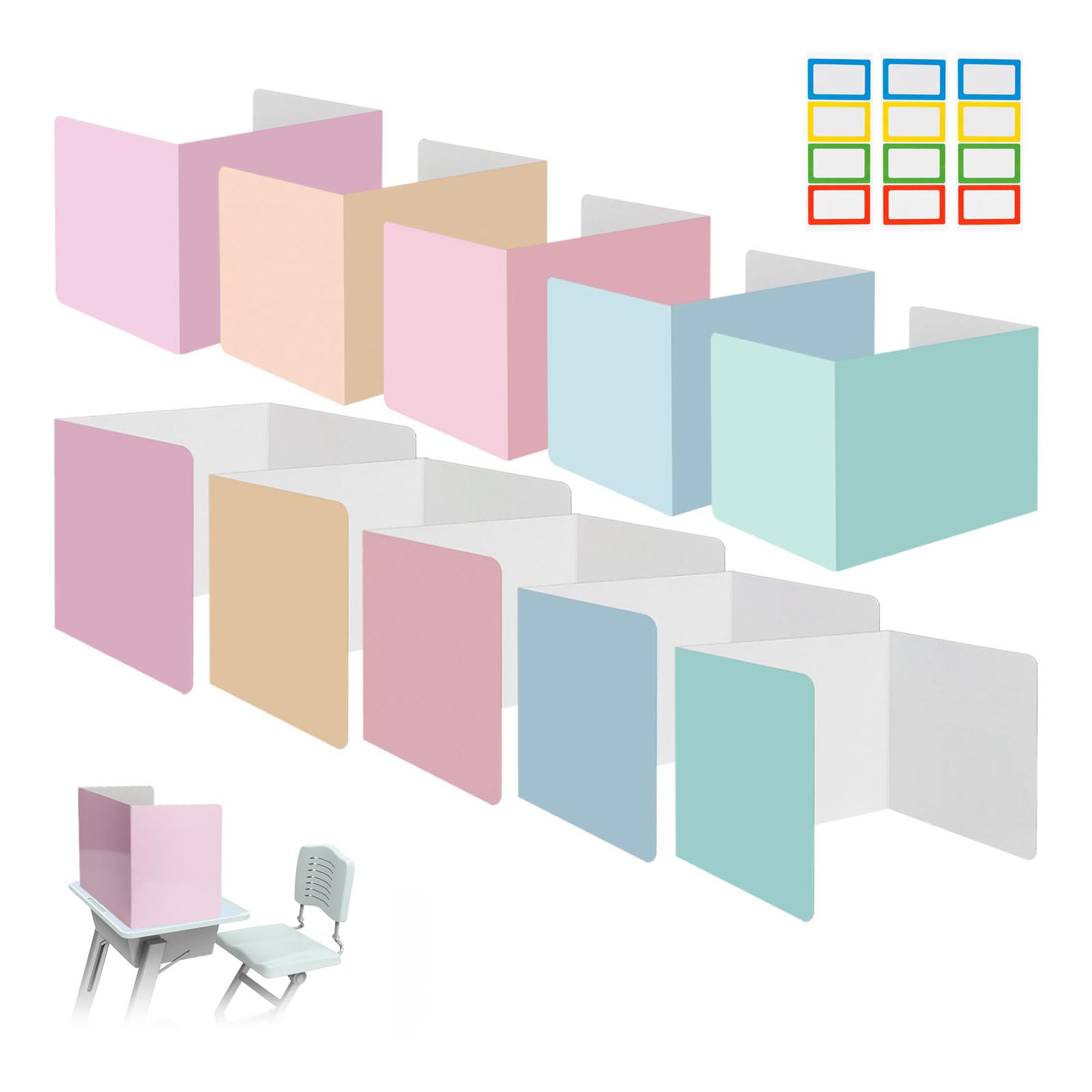 10 Pièces Séparateur de Bureau, Panneau de Séparation de Bureau Pliable, Cloison Bureau Couleur, Séparateur de Confidentialité de Table pour L'école, Le Bureau, La Bibliothèque ( 40 x 30 x 30 cm )