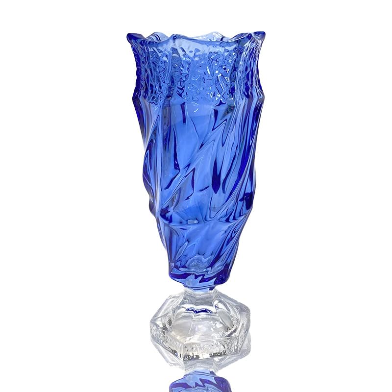 Glass Flower vase 2.4lb 9.5inch,Bohemian Style, for Centerpieces,Wedding,Home Decor Glass Vase (Blue)