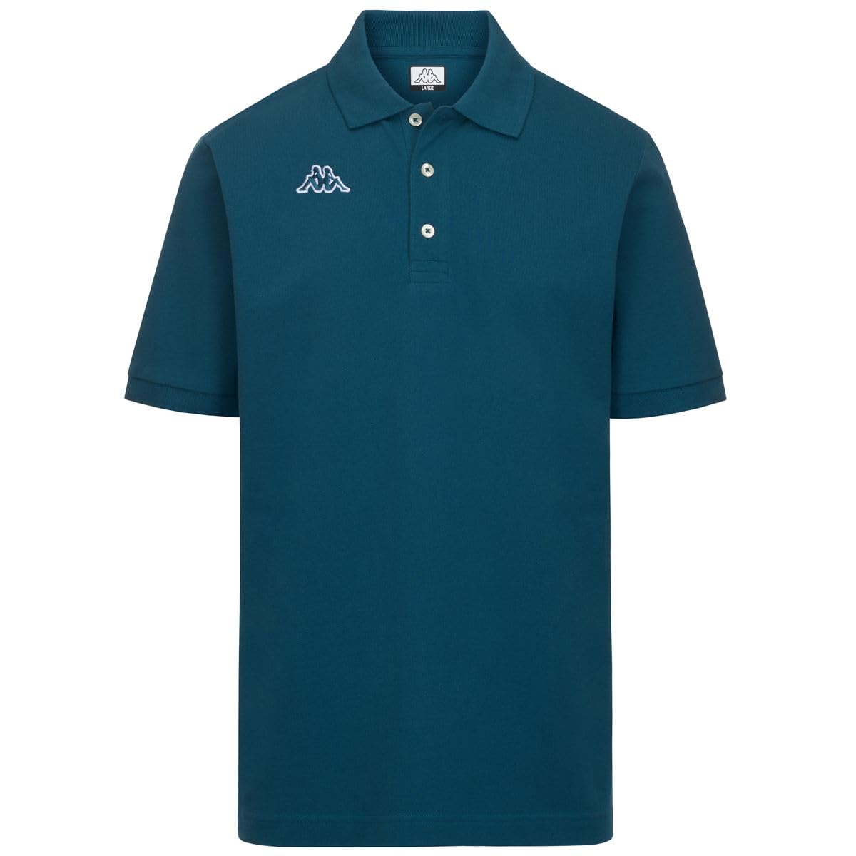Kappa - Polo da Uomo in Piquet di Cotone, Regular Fit, Maniche Corte, Logo Omini Ricamato, Blu