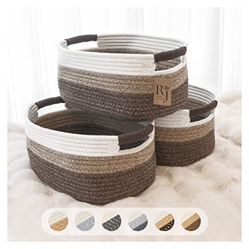 Woven Baskets for Storage Set of 3, Cotton Rope Basket for Organizing