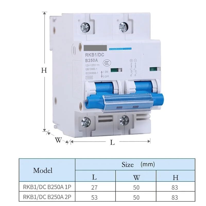 Interruttore Magnetotermico Interruttore automatico CC 1P/2P 12/24/48/60/120V 80A 100A 125A 150A 200A 250A di protezione da cortocircuito della batteria for yacht(2P,250A)