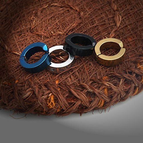 Minghua Stainless Steel Mens Womens Clip On Earrings Hoop Huggie Non-Piercing (Gold) #TOP2