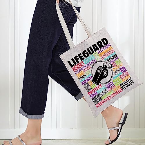 BWWKTOP Lifeguard Canvas Tote Bag Life Preserver Gift Lifeguard Survival Kit Beach Life Saver Gifts4