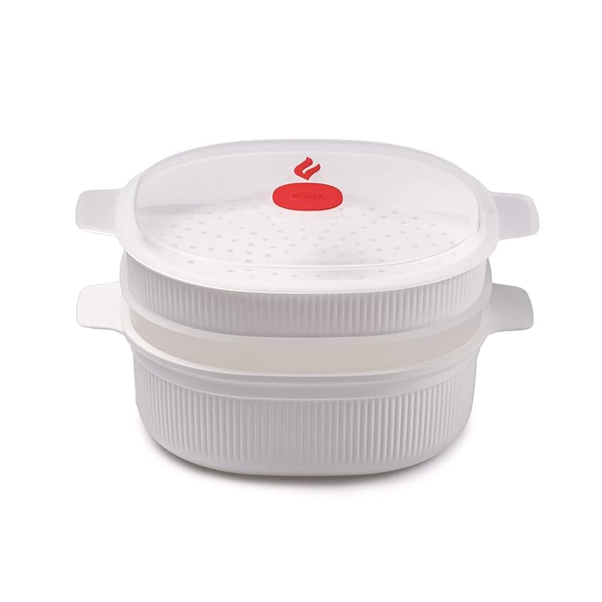 Immagine del prodotto Snips Bianco Vaporiera per Microonde con 2 Vassoi | 4 LT | Colore Linea Tempozero |BPA Free| Made in Italy, Plastica