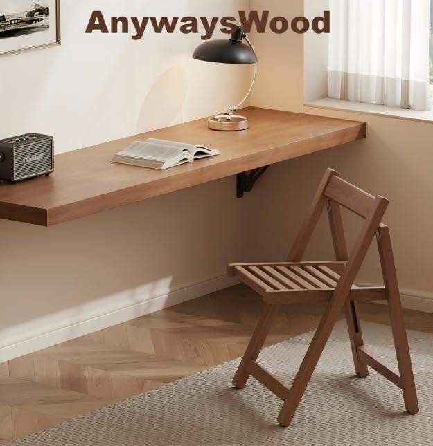 Miniatura 9 de Soild - Juego de 2 sillas plegables de madera para interiores o exteriores, capacidad de 300 libras, ahorro de espacio y diseño portátil para cocina