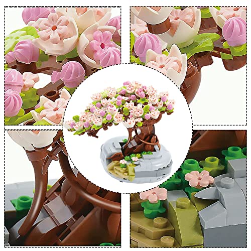 MEIEST Mini Building Blocks Sakura Plant Bonsai Model Set,Creative DIY Simulation Cherry Blossom Flower Botanical Collection Construction Building Bricks Toy for Kids Adult Home Decor - Image 2