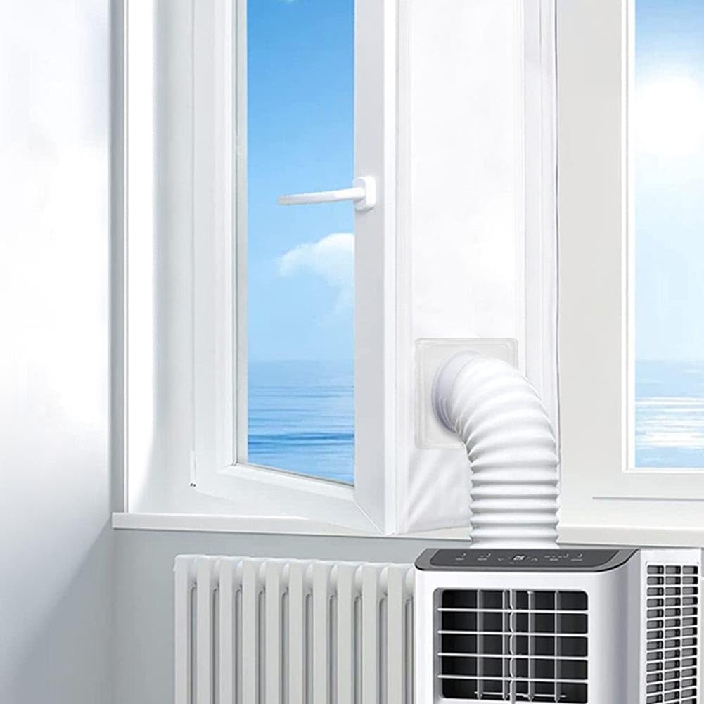 Guarnizione per finestra del condizionatore d'aria, 400 cm, con materiale in poliestere impermeabile e innovativo connettore rotondo, adatta per unità portatili AC, asciugatrice e deumidificatore