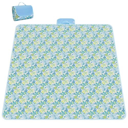 Lacabin Picnic Blanket 77 x 79 Inches Waterproof Oxford Fabric Picnic Blanket Portable and Foldable Outdoor Mat for Camping, Beach, and Family Picnics