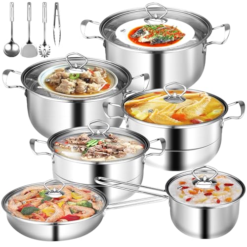 Opiniones y reviews de Bateria de cocina acero inoxidable para comprar online. 41 Ollas de Acero Inoxidable, Bateria de Cocina Acero Inoxidable 410 Sin BPA, Compatible con Cocinas de Inducción, Gas, Eléctrico y Vitrocerámica, Lavavajillas Apto + Utensilios...