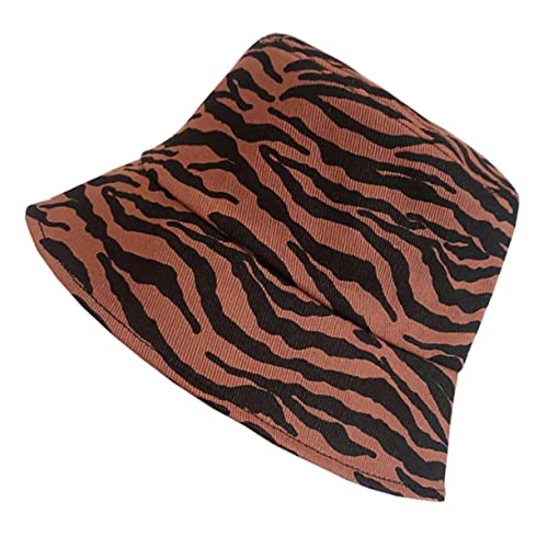 SAFIGLE Sombrero de Pescador de Cebra Sombrero para el Sol Sombreros de Sol para Mujer protección UV Playa baldes Exterior Sombrero con Rayas de Cebra Poliéster Black