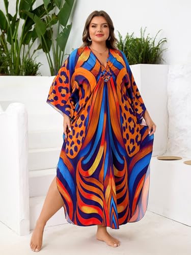Image of Kaftan Dress for Women - Plus Size Caftan Maxi Beach Dress Moo Moos Loungewear, Swimsuit Cover Up for Beach, Pool or Vacation